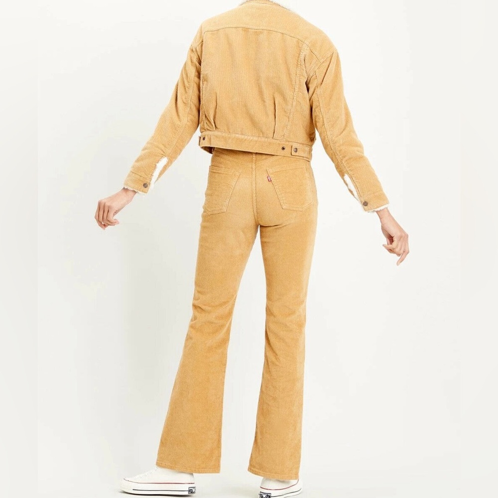 Levi’s NWOT Bohemian Ribcage Tan Corduroy Bootcut Jeans Cut Jeans (Size 27) - Picture 3 of 7